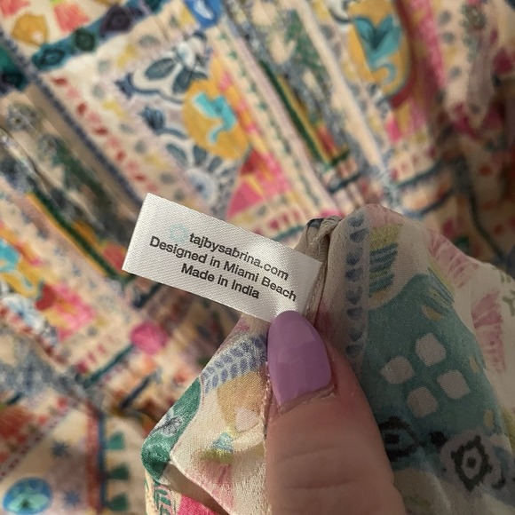 Taj by Sabrina Crippa Women's Long Sleeve Mini Dress Multicolor Size Small Beach - Picture 11 of 14